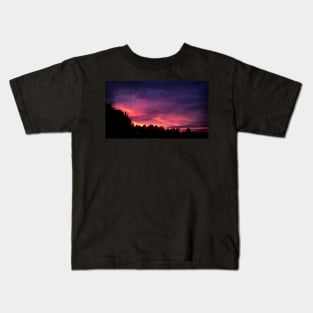 Vibrant Sunset Over Trees Kids T-Shirt